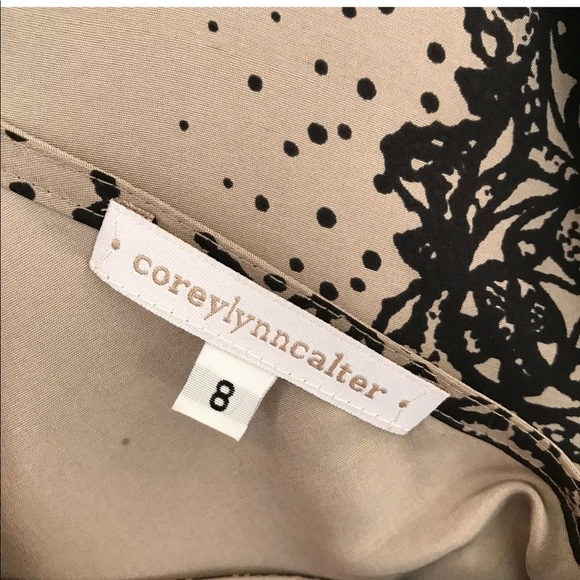 Corey Lynn Calter Silk Lace Print Blouse Tie Back - Picture 4 of 8